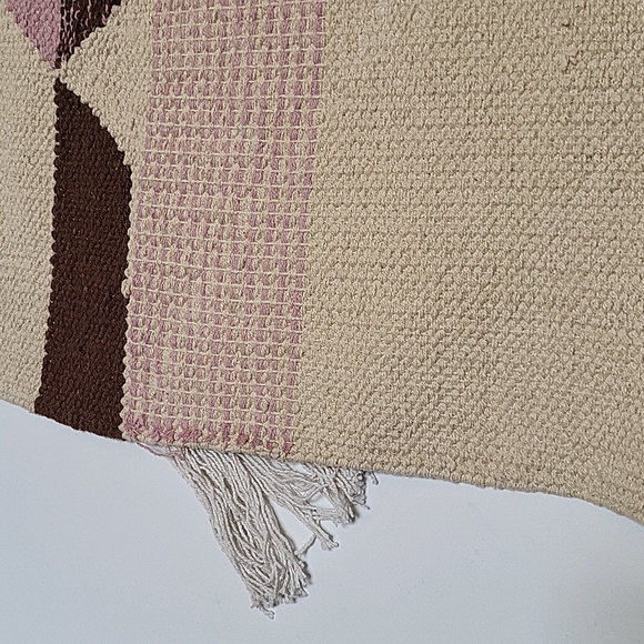Wall Macrame  Hand Woven Wall Tapestry Decor Tan Brown Pink White - Picture 11 of 16